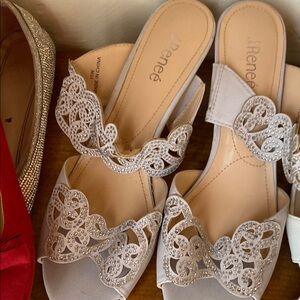 J.Renee Silver Heels with Intricate Design